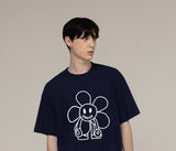Comics Line Flower Drawing Short Sleeve T-shirt