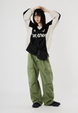 Dying big cargo wide cotton pants