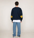 Elbow Bookle Embroidery Heart Smile Sweatshirt