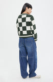 CHECKER BOARD TERRY CARDIGAN