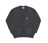 Flower Heart Half Smile Embroidery Knit Cardigan