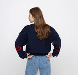 [WOMAN] Elbow Drawing Smile Crop Sweatshirt