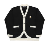 [UNISEX] Flower Dot Embroidery Knit Color Matching Cardigan