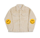 Elbow Dot Smile Embroidery Fleece Shirt Jacket