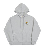 Dot Board Embroidery White Clip Hood Zip Up