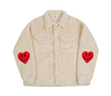 Elbow Heart Smile Embroidery Fleece Shirt Jacket