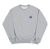 Blue Flower Dot Smile Logo White Clip Sweatshirt