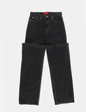 Docking button-up wide denim pants