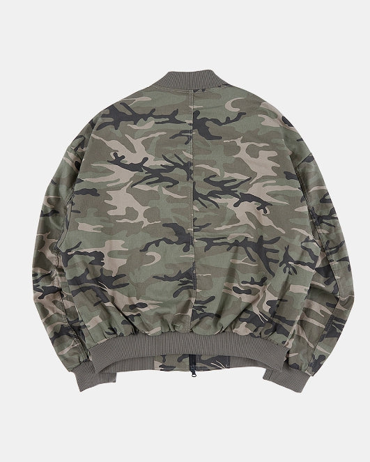 Raucohouse(ラウコハウス) - Camouflage zip-up over flight jacket