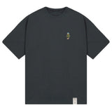 Blue Beanie Dog Embroidery Striper Short Sleeve Tee