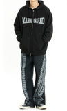 APPLIQUE ZIP UP HOODIE [BLACK]