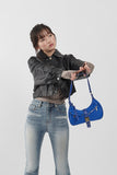 Satin buckle hobo shoulder bag