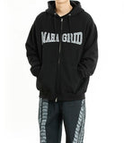 APPLIQUE ZIP UP HOODIE [BLACK]