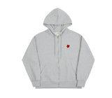 Flower Heart Half Smile Embroidery Hoodie Zip-up
