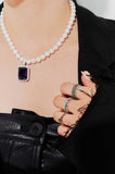 Larissa Square Cubic Pearl Necklace