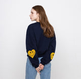 [WOMAN] Elbow Heart Smile Crop Sweatshirt