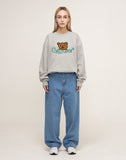 Bear Face Smile White Clip Sweatshirt