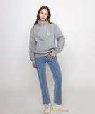 Flower dot embroidered half zip-up sweatshirt