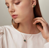 Bonne Chance Silver enamel necklace Green M