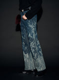 WINTER FLOWER LAZER WIDE DENIM PANTS