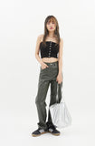 Cable knit button-up tube top