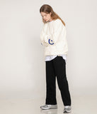 Elbow Bookle Embroidery Smile Drawing Sweatshirt