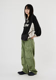 Dying big cargo wide cotton pants