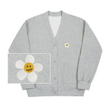 Flower dot embroidered sweat cardigan