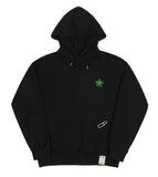 Green Flower Smile Embroidered White Clip Hoodie