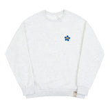 Blue Flower Dot Smile Logo White Clip Sweatshirt