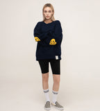 Elbow Bookle Embroidery Heart Smile Sweatshirt