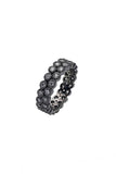 Arthur Two-Line Tennis Black Silver Cubic Ring