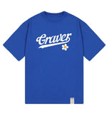 Baseball Logo Flower Smile Short Sleeve Tee