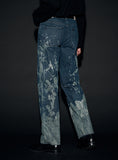 WINTER FLOWER LAZER WIDE DENIM PANTS