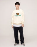 Bear Face Smile White Clip Sweatshirt