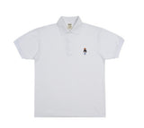 Cropped Dog Embroidery Striper Clip Pique Short Sleeve T-Shirt