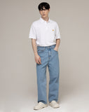 Duck Face Embroidery White Clip Pique Short Sleeve T-shirt