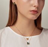 Bonne Chance Silver enamel necklace Green M