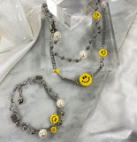 BlackPurple Smile Pearl Necklace BlackPurple Smile Pearl Bracelet