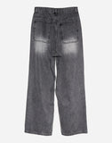 Gray brush destroyed wide denim pants