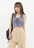 Front eyelet strap halter sleeveless