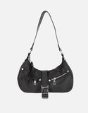 Satin buckle hobo shoulder bag