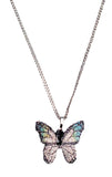 [SET] 5P Blue Butterfly Long Drop Silver Gray Butterfly Necklace