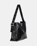 Grommet wide strap shoulder bag