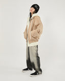 Soft 2-way zip-up heavy knit hood