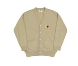Flower Heart Half Smile Embroidery Knit Cardigan