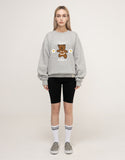 Big Bear Flower Smile White Clip Sweatshirt