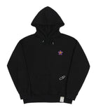 Purple Flower Smile Embroidery White Clip Hoodie