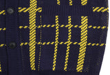 Dot Smile Embroidery Tartan Check Knit Cardigan