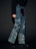 WINTER FLOWER LAZER WIDE DENIM PANTS